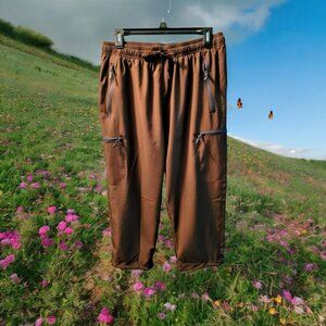 Active Wear Slacks Women's Size L Brown 4-Zip Pockets Lightweight Hiking Casual